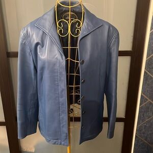 Vintage Lafayette 148 Blue Leather Jacket